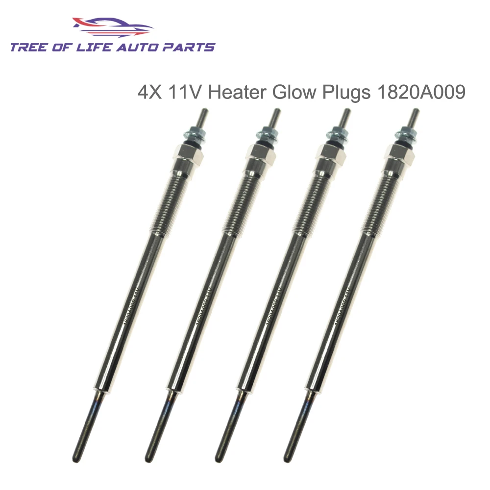 

4X Heater Glow Plugs 11V For Mitsubishi Nativa Pajero Sport II KH4W KH8W 3.2 DI-D 4WD 2008-2015 1820A009 0250523004 4D56U 4M41