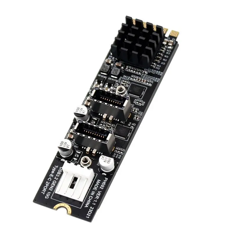 マザーボード用 10Gbps デュアル タイプ E USB 3.1 フロント パネル ソケット - NVME NGFF M キー Express カード アダプター