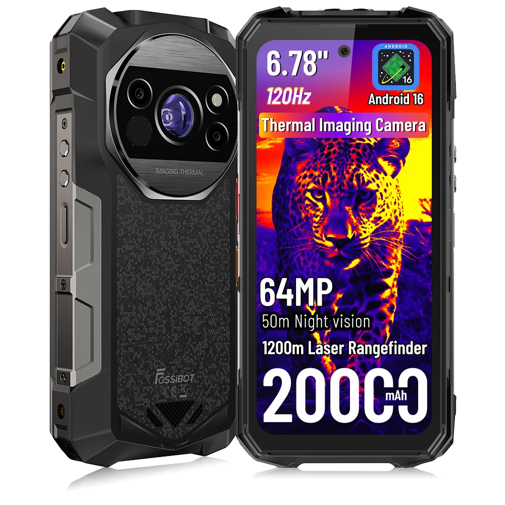 FOSSiBOT F115 Ultra Premier Téléphone Robuste à Vision Triple au Monde, 36GB(12+24)RAM+256GB, Android 16, 20000mAh, Caméra Vision Nocturne 64MP