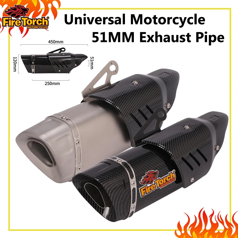 Universelle Motorrad-Auspuffanlagen Verbindungsrohr 51mm Schalldämpfer für MT09 CBR650 Z900 700MT 450SR KTM 390 800X 703RR Tenere700