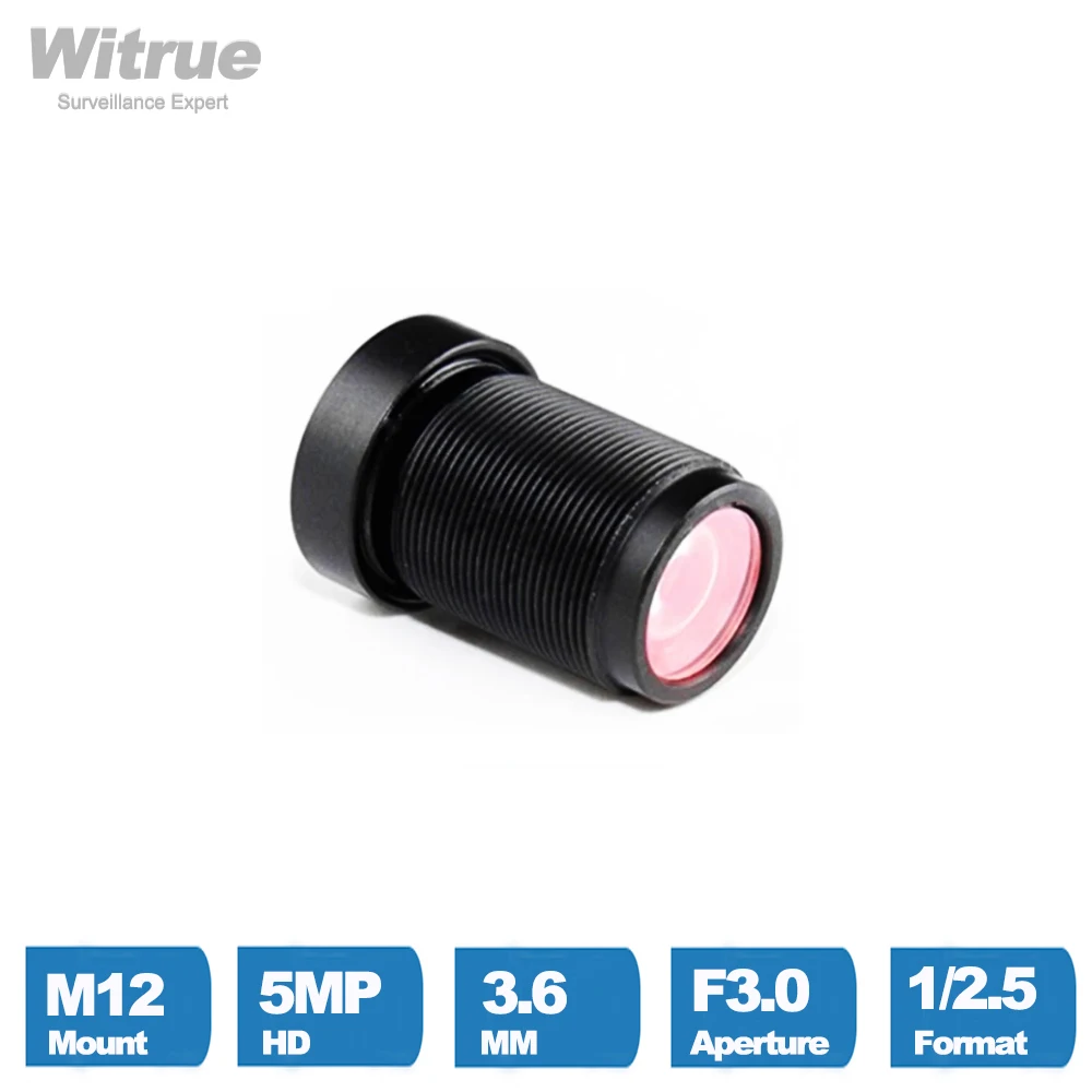 Witrue Sans Distorsion Lentille CCTV M12 Mont 5MP 3.6mm avec 650nm Filtre IR 1/2.5 "F3.0 Surveillance Caméras De Sécurité