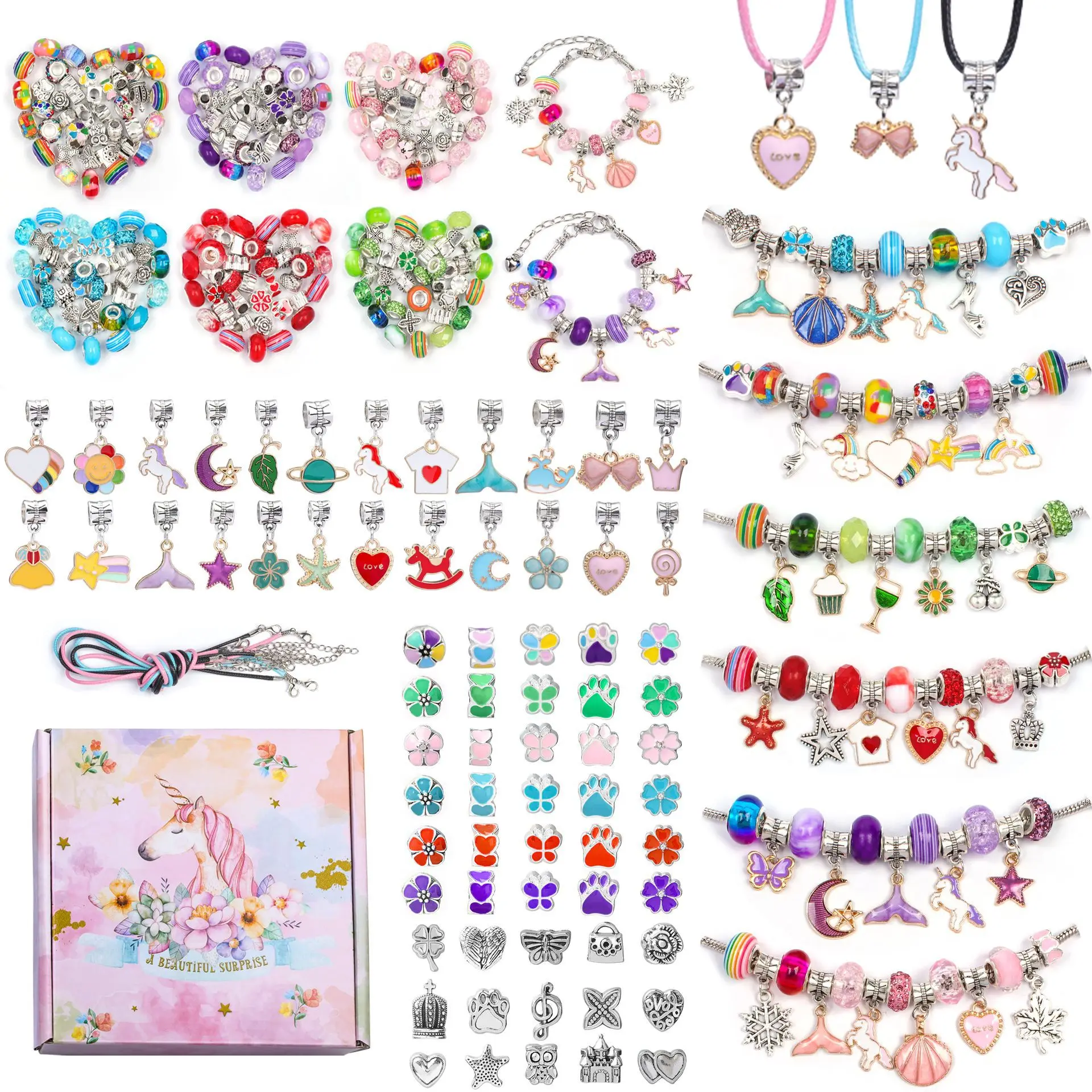 MINISO Arrival Day 2024 Color Crystal Beads Children's Handmade DIY Bead Bracelet Set Unicorn Christmas Ornament Gift Toys image 5
