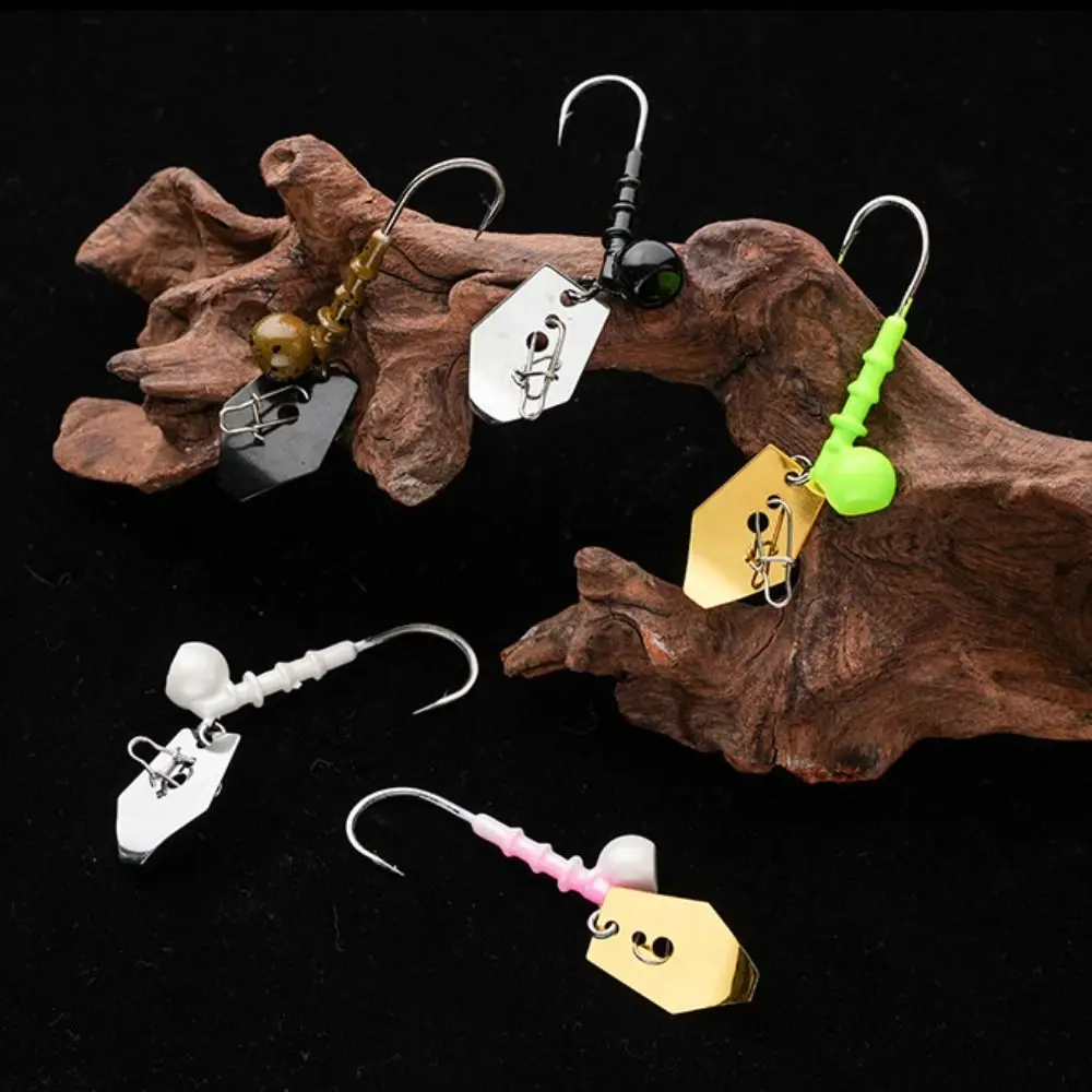 

3Pcs New Wobbler Lure Jig Head Hook With Metal Lip With Spinner Soft Lure Hook Hard Durable Soft Worm Fishing Tackle Bass