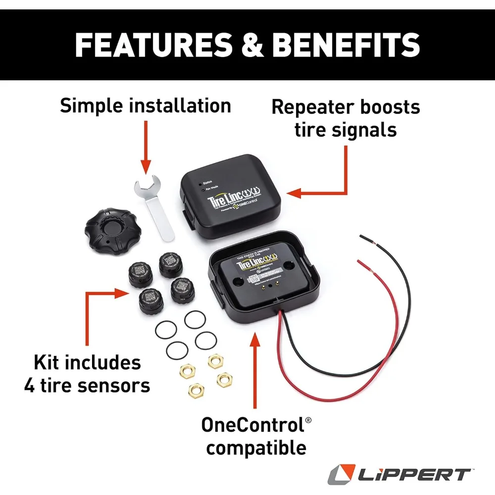 2020106863 Tire LINC Tire Pressure and Temperature Monitoring System for RVs (TPMS) with Tire Sensors and Repeater