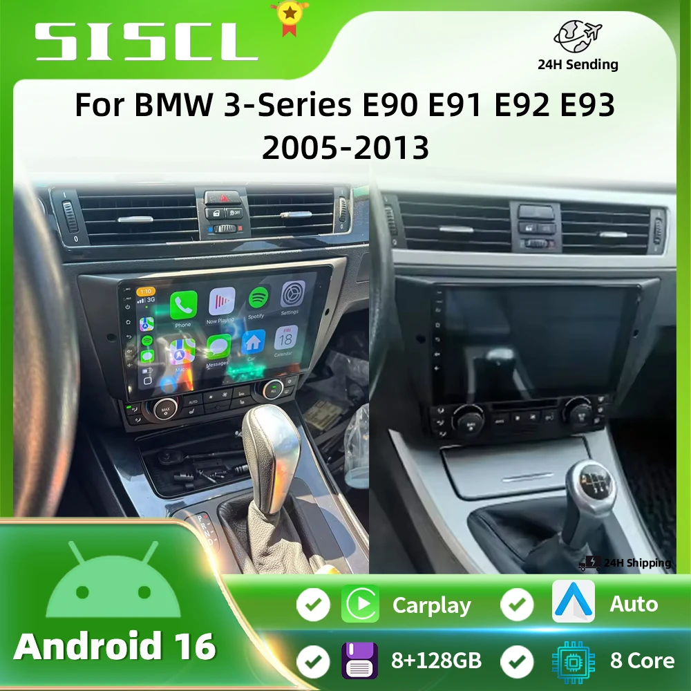 

SISCL Car Radio For BMW 3-Series E90 E91 E92 E93 wireless CarPlay Android Auto car intelligent systems No 2 din 2din DVD