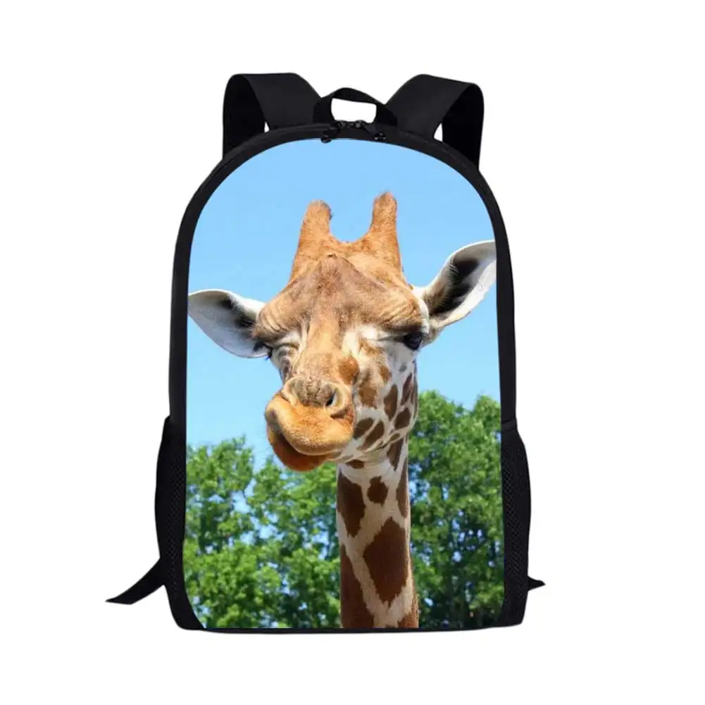 

Fashion Kids Backpack for Boys Girls Back Pack Cute Giraffe 3D Pattern Students School Bags Teenagers Large Capacity Backpack