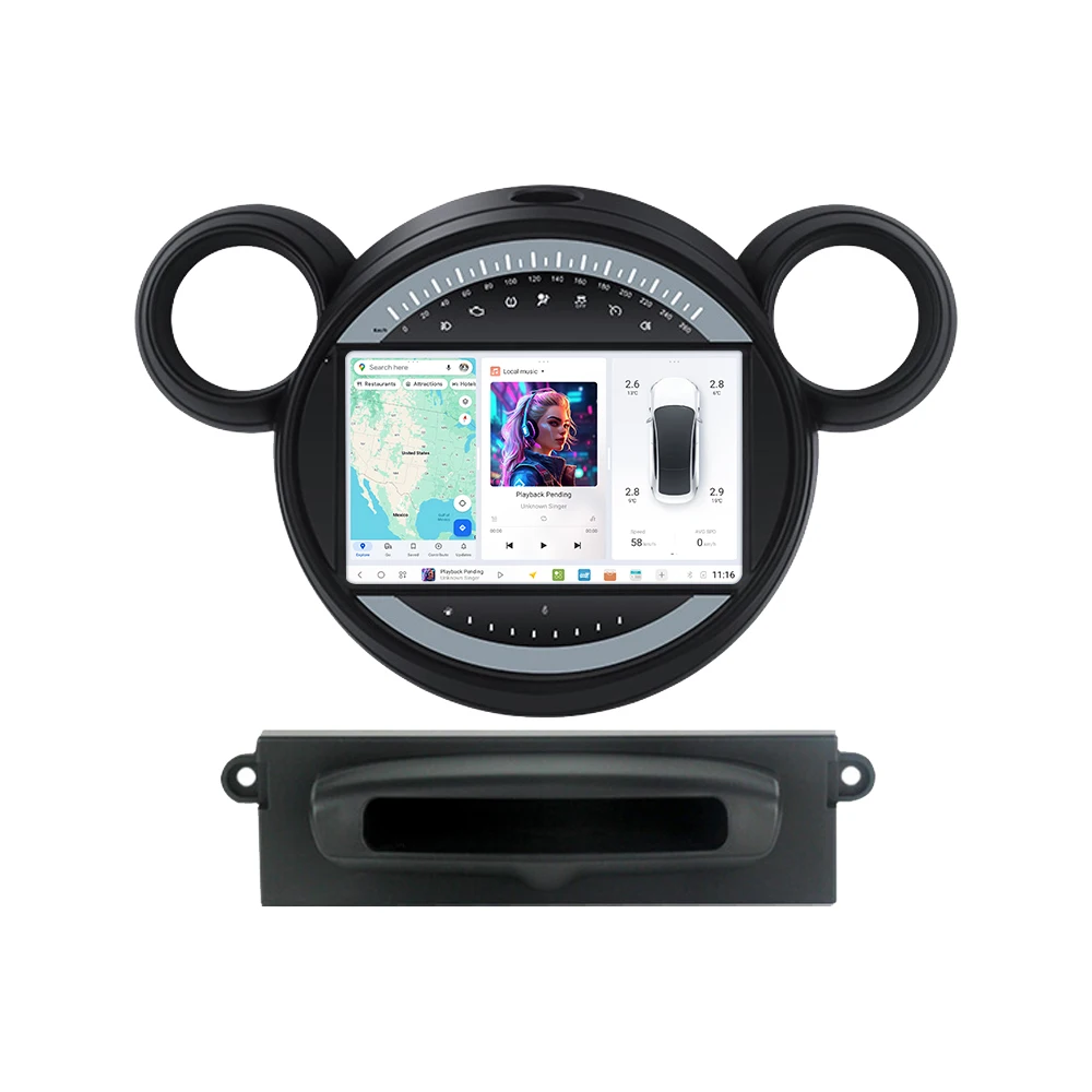 

ZJZ mekede Retractable Touch Screen Car Radio Newest Dudu 7 os system Car Frame for bmw Mini Support DSP BT WIFI Car-play Wifi