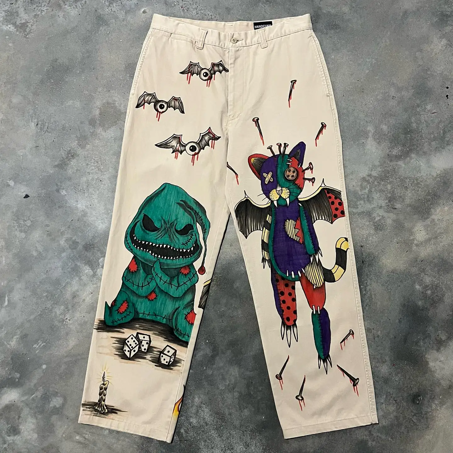 Pantalones vaqueros holgados con estampado de grafiti para hombre y mujer, Jeans góticos de cintura alta, pierna ancha, Hip Hop, Harajuku, Y2k