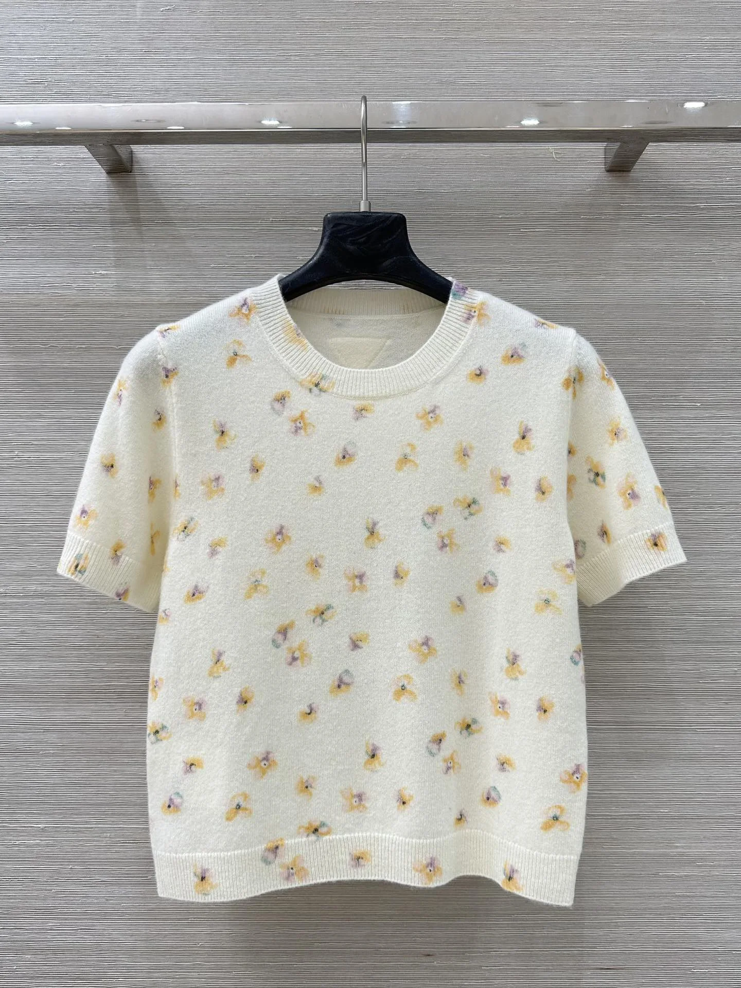 

Шерстяная трикотажная футболка с цветочным принтом Ele ort Sve round Ne, повседневный топ, женская мягкая удобная футболка свободного покроя с художественным ощущением