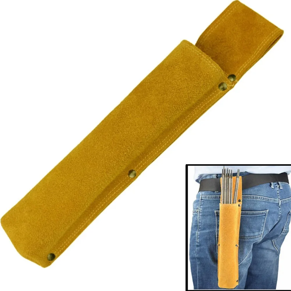 Welding Rod Storage Bag Tool Bag Electrode Holder Cowhide Flame Retardant Tool Waist Bag Adjustable Buckle Storage Hiking