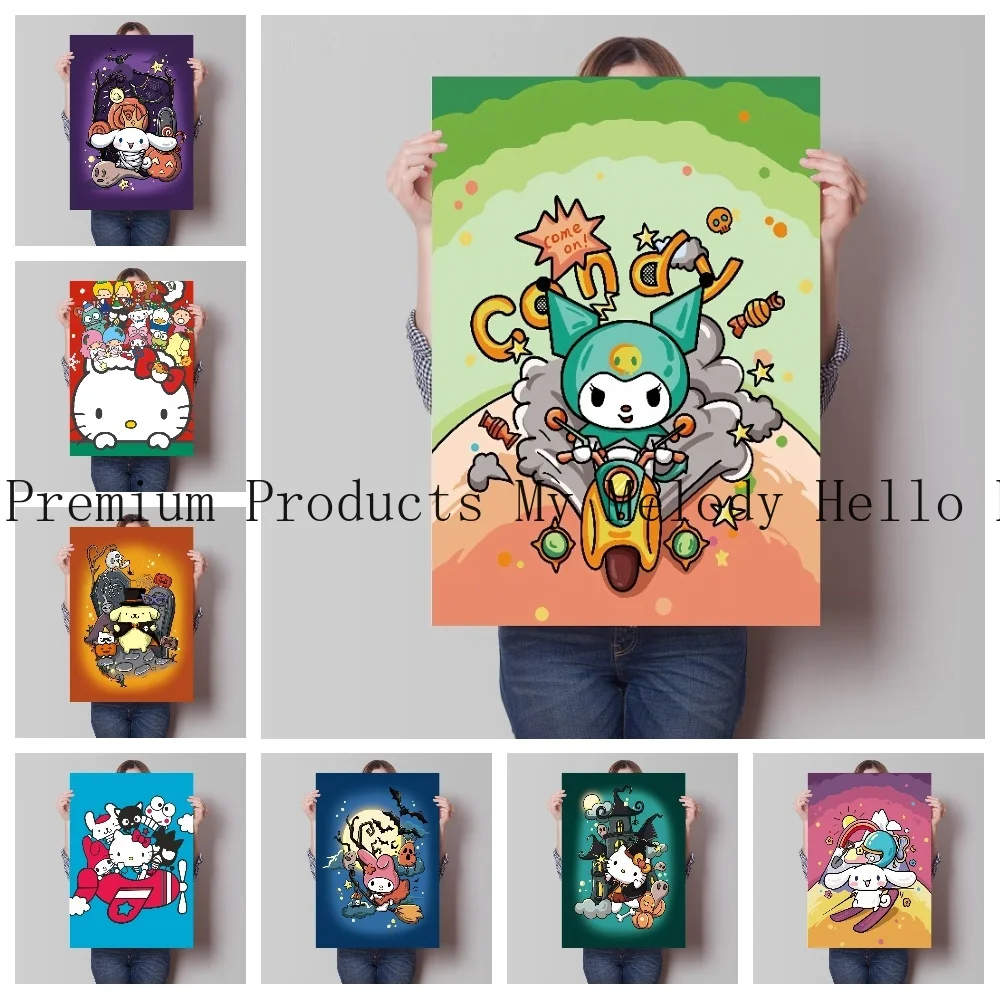 

MINISO Japanese Anime Sanrio Cute Cartoon Characters Kawaii Wall Art Posters Home Girl Room Decor Canvas Painting Murals Gift