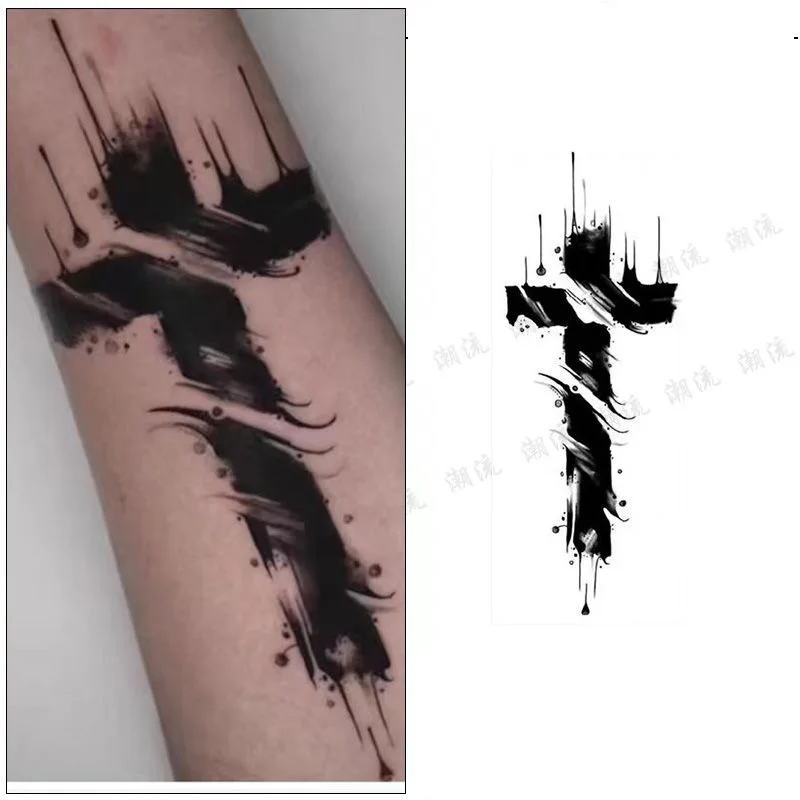 

Herbal Cross Temporary Tattoo for Woman Man Arm Art Lasting Semi Permanent Tattoo Punk Fake Tattoos Waterproof Tatto Stickers