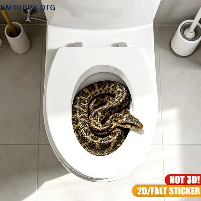 Hot Creative And Realistic Toilet Cover Snake In A Hole Prank Sticker Spooky And Fun Bathroom Decal