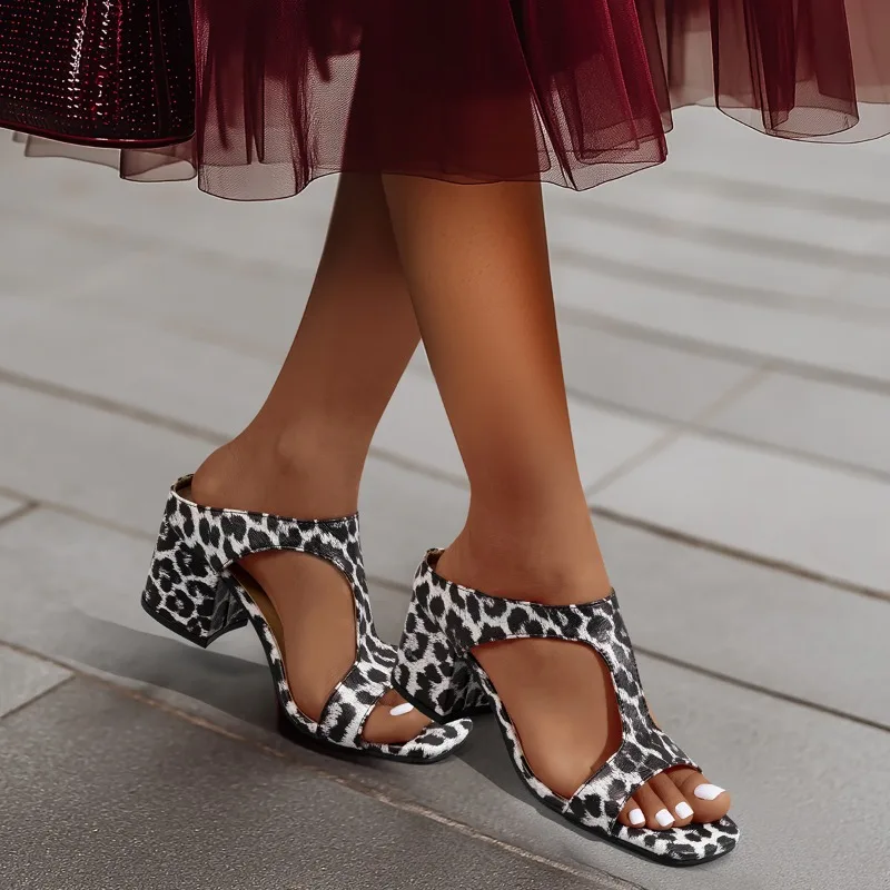 Sexy Deisnger Women High Heel Sandals Summer Female Shoes Square Heel Open Toe Ladies Sandalias Comfortable High Heels Slippers view 6