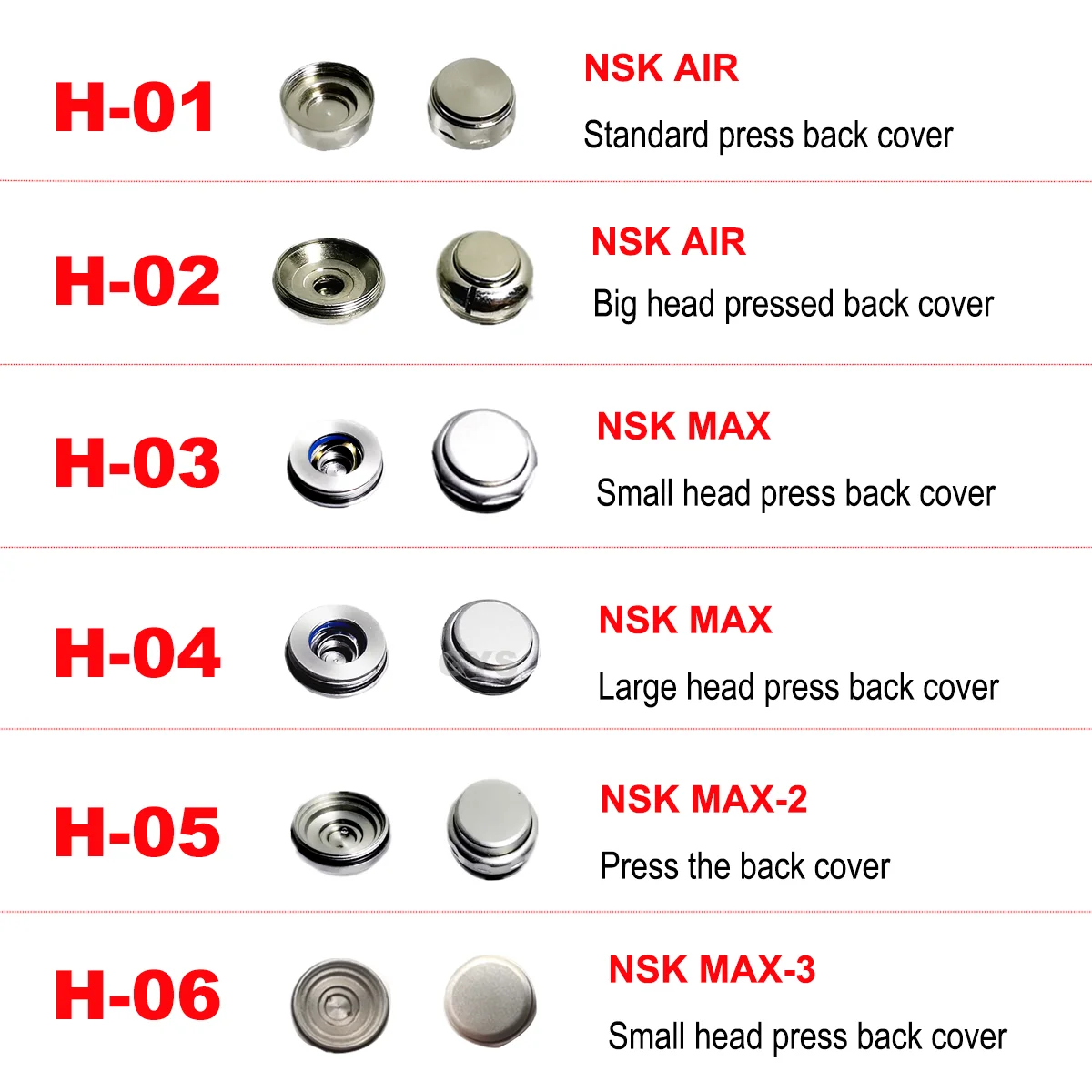 Dental Handpiece Back Cap Cover Stainless Push Button Fit NSK KAVO Sirona High Speed Handpiece Dentistry Accessories