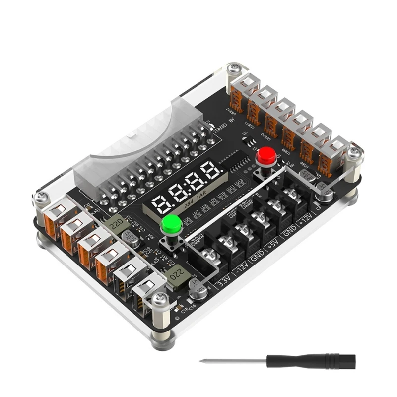 24P Power Supply Adapter From 24Pin to 12Port USB Expansion Voltages LED