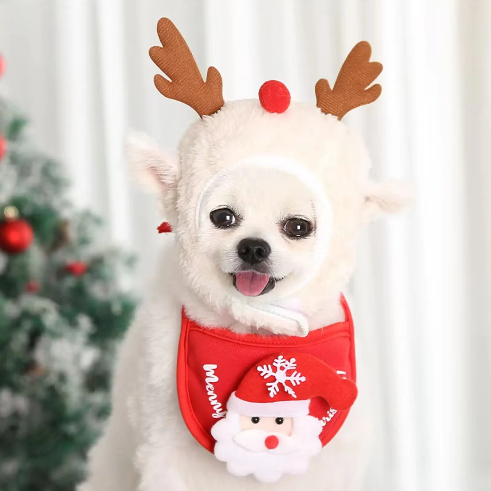 

Dog Christmas Costume Decoration Autumn Winter Stylish Cute Christmas Cat Costume Accessories For Kittens Puppies Green Bibs