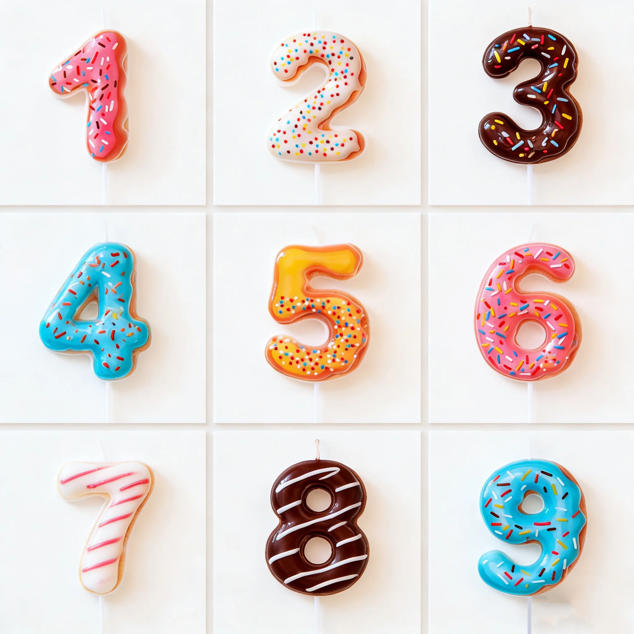 Cute Donuts, Playful Birthday Candles, Colorful Donuts, Small Cakes, Candles, Decorative Inserts