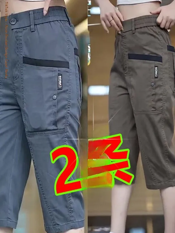 

Men's Summer Thin Spor Casual Pants Seven-Foot-Length Loose Fit Youthful Sle Daily Wear Lightweight Straight Leg Trousers
