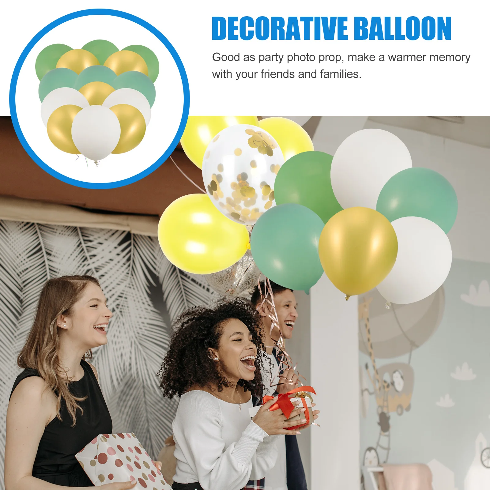 

1Set Green Gold Latex Balloons Birthday Party Wedding Baby Shower Decoration Set Balloons