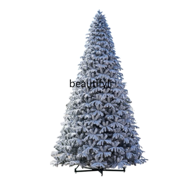 PE mixed flocked snowflake tree Christmas atmosphere decorated big tree 3/4/5/6 meters ornament