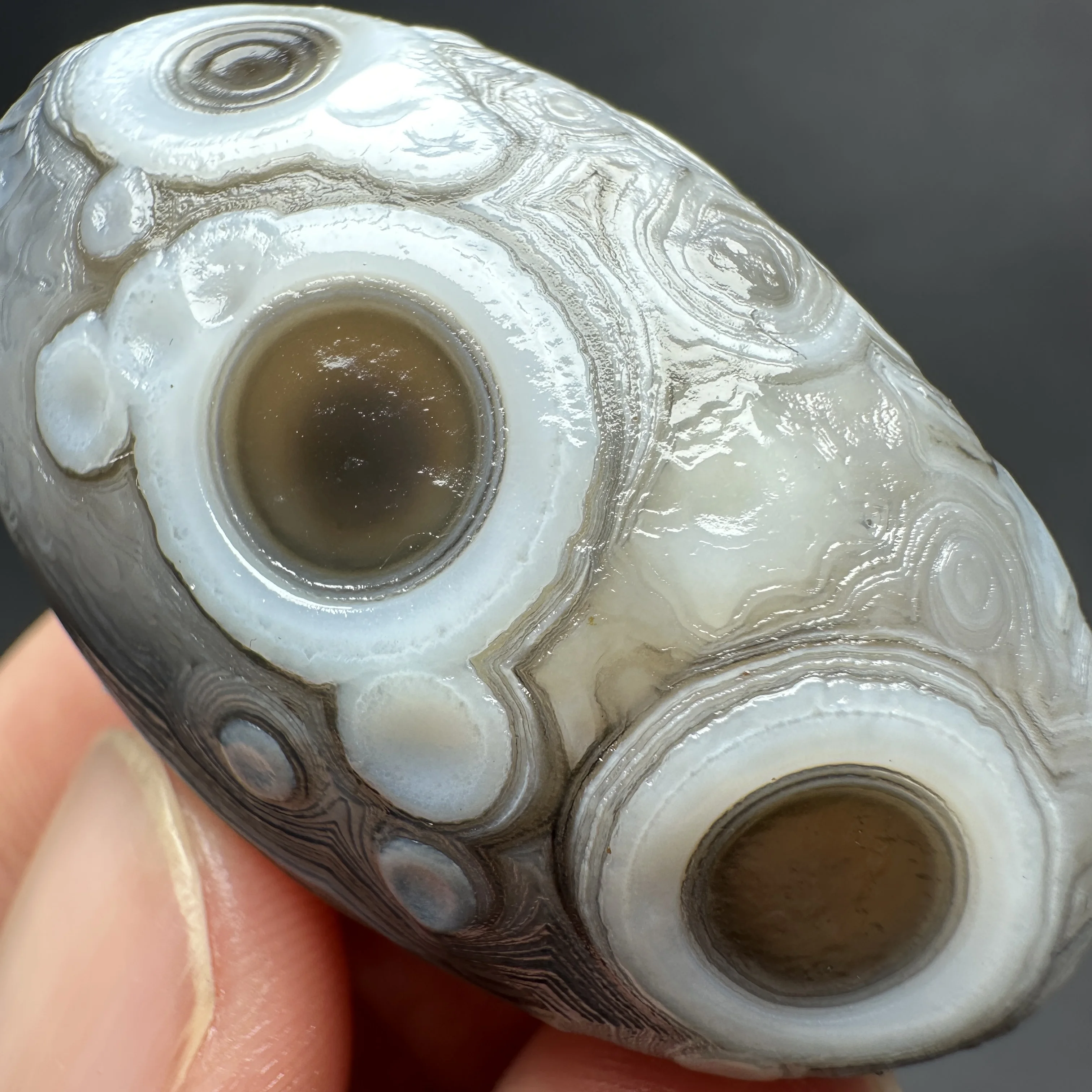 Natural Madagascar Ocean Jasper Palm Stone Black White Eye Agate Healing Crystal Massage Wand Collection view 4