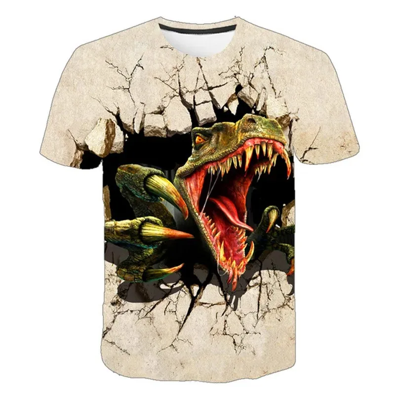 Summer Trend 3D Dinosaur Clothing O-neck Short Sleeve Jurassic World Pattern T-Shirt Daily Casual Extra large Men Clothing