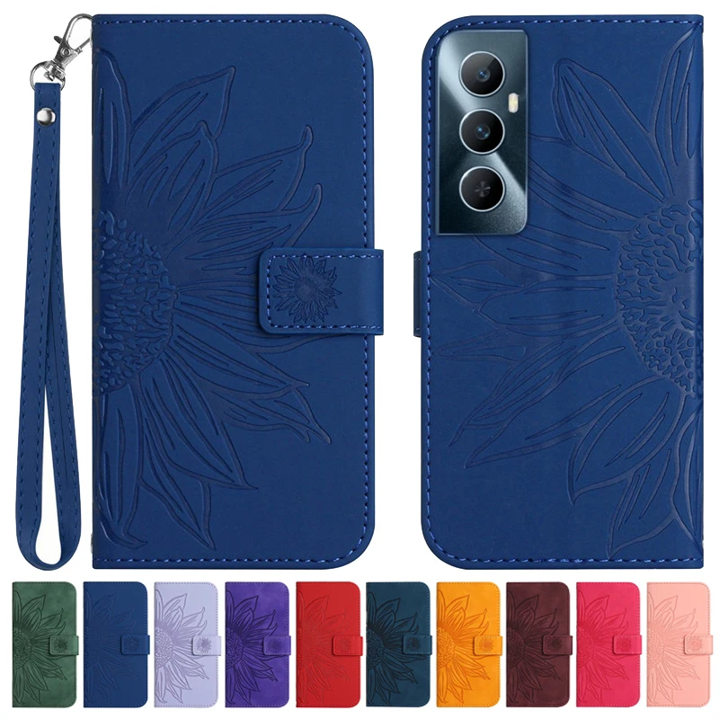 

Sun Flower Flip Cover Case on For OPPO Realme C65 4G C67 5G C53 C51 C55 C51s Note 50 N53 N55 Leather Case Pattern Phone Shell