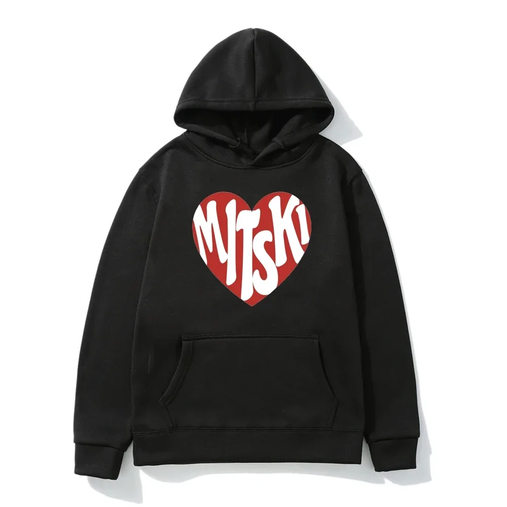 

Mitski Heart Logo Print Hoodies European and American Street Fashion Hooded Sweatshirt Hip Hop Rap Pop Fleece Pullover Men Women