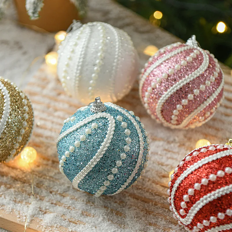 

2pc 8cm large Christmas decorations Christmas ball Christmas tree decoration colorful ball Powdered balls Little Christmas gifts