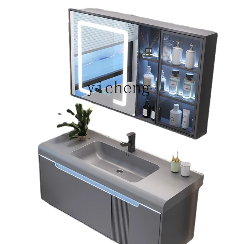 XL Light Luxury Skin Feeling Whole Washbin Bathroom Cabinet Washstand Sink Washbasin Cabinet Combination