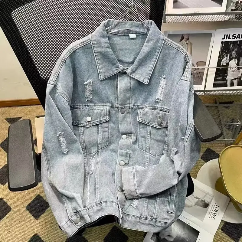 New in Jackets Jens Man Autumn Bomber Denim Jack Work Wear Men's Denim Shirt Mens Clothing Jeans Coat Men Blouse Jean Dresses