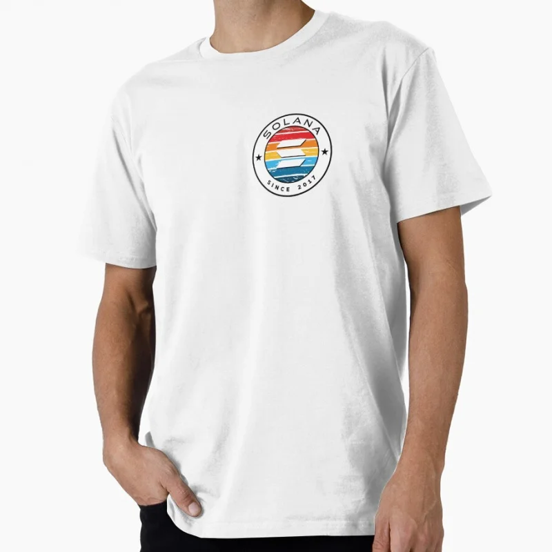 Solana vintage sunset printed tee Coin To The Moon Crypto Token Cryptocurrency Blockchain Gift T shirt for man Large size Tops