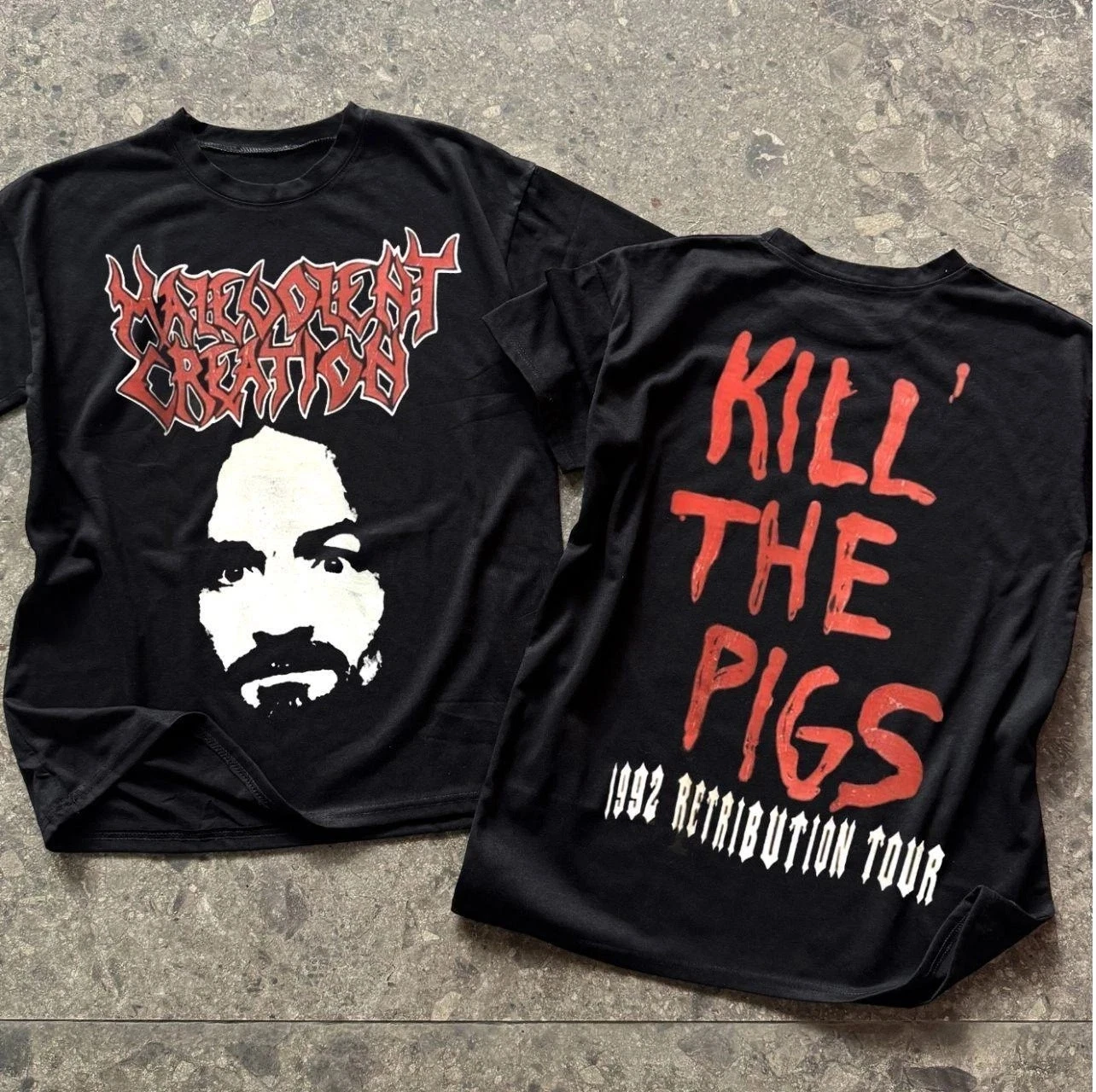 Camiseta con estampado de Malevolent Creation Chaos Charles Manson Kill The Pigs, Harajuku