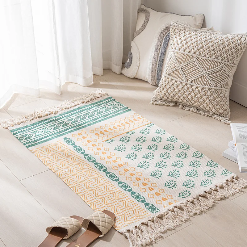 Nordic Area Rugs Carpets for Bedside Home Living Room Bedroom Tassel Moroccan Ins Style Bedroom Mat Simple Floor Mat Boho Decor