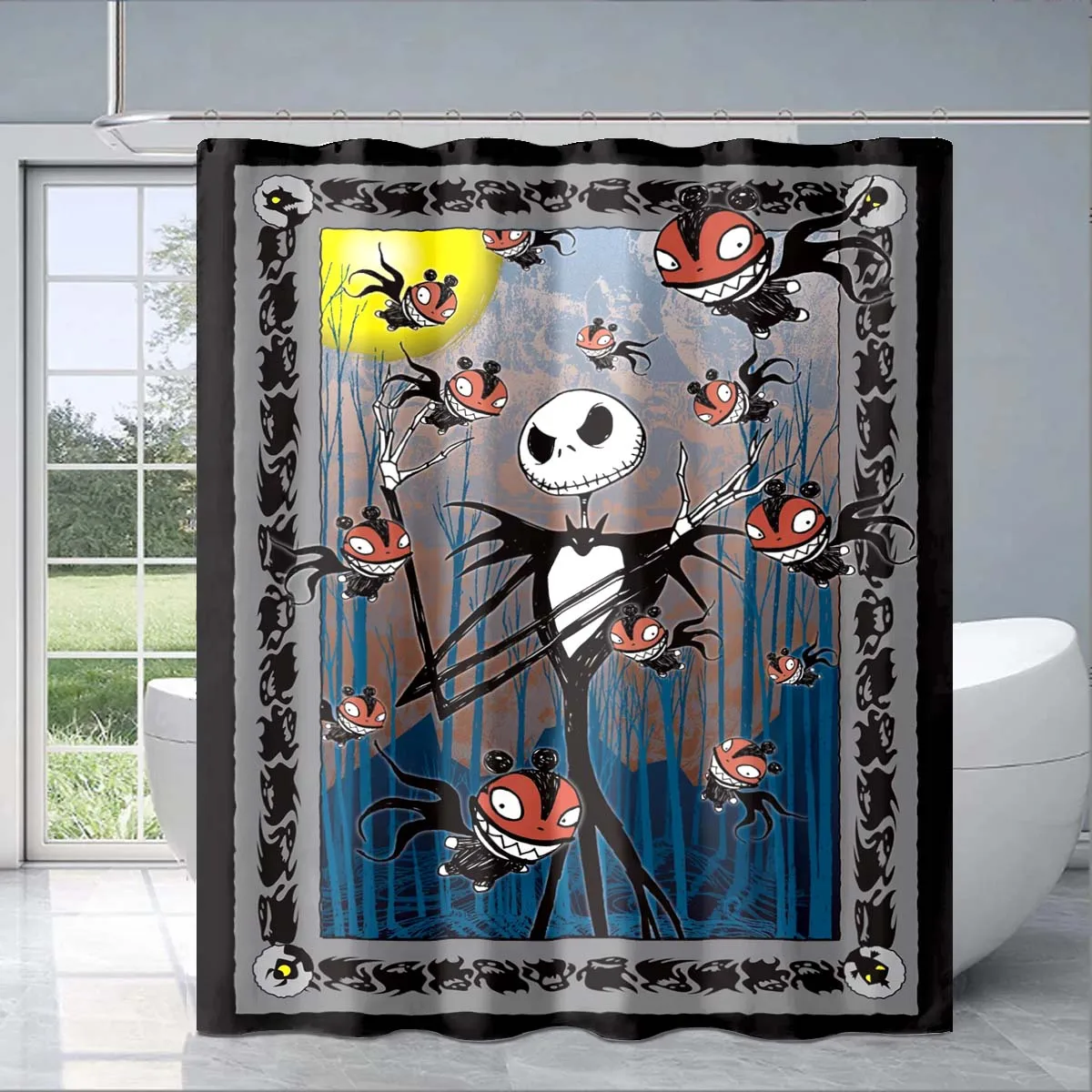 The Nightmare Before Christmas Cartoon Shower Curtain 3D Printing Waterproof Bathroom Decoration Curtain Exquisite Family Gifts