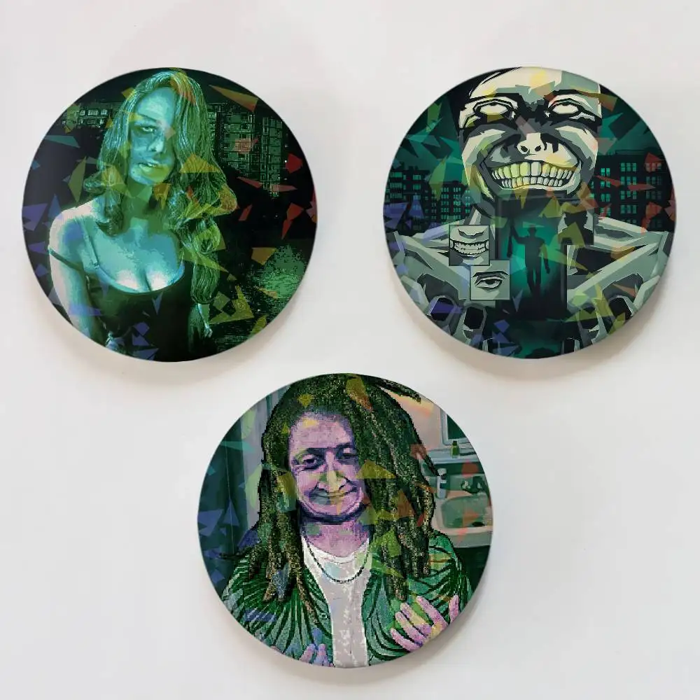 Game N-No Im Not a Humans Round Laser Badge Brooch Clothes Backpack Accessories Lapel Decoration Gift
