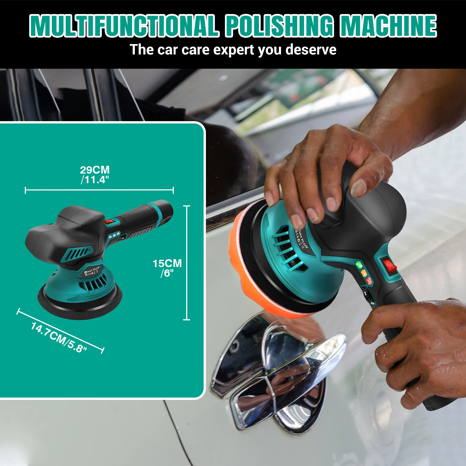 Cordless Car Polisher Buffer Machine,Portable Electric Car Polishers with 2x2.0Ah Battery,8 Speed,for Car Care,Polishing,Waxing
