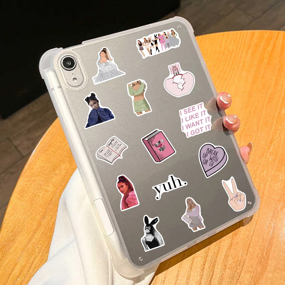 50pcs Hot Singer Ariana Stickers Aesthetic Decals For Laptop Suitcase Skateboard Scrapbook Phone Cars Funny Graffiti Stickers