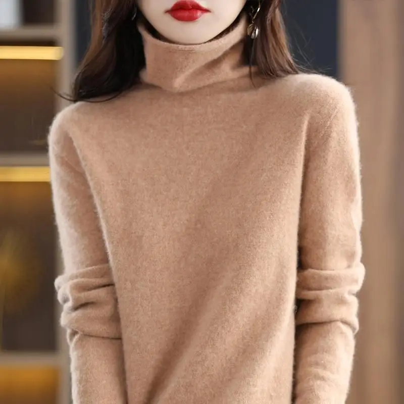 2025 Autumn/Winter New Women's Hoodie Sweater High Collar Knitted Sweater