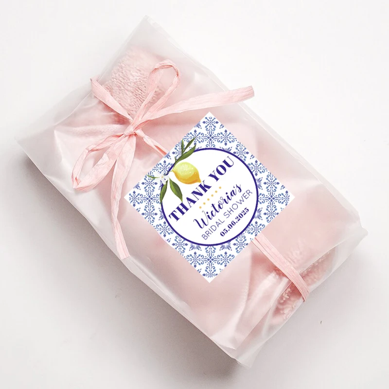 Custom Lemon Bridal Shower Stickers Personalized Watercolor Lemon Themed Thank You Labels for Wedding Birthday Envelope Decor