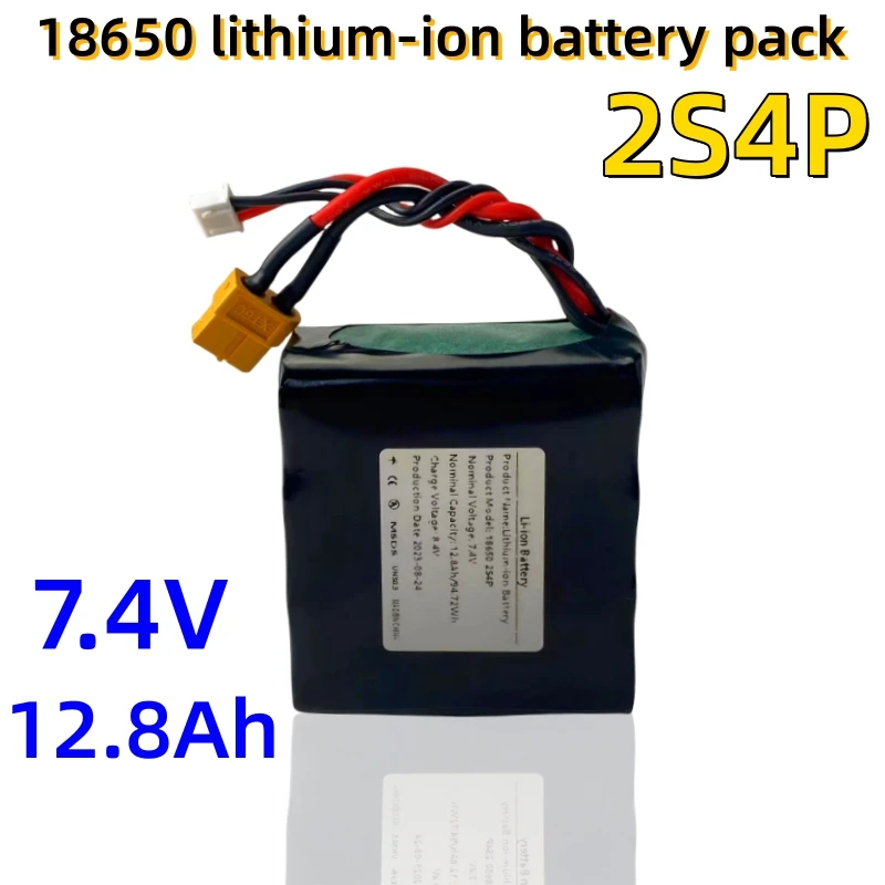 High Capacity 2S4P 7.4V 12.8Ah UAV Rechargeable Li-ion Battery For Various RC Airplane Drone Quadrotor XH2.54-3P XT6