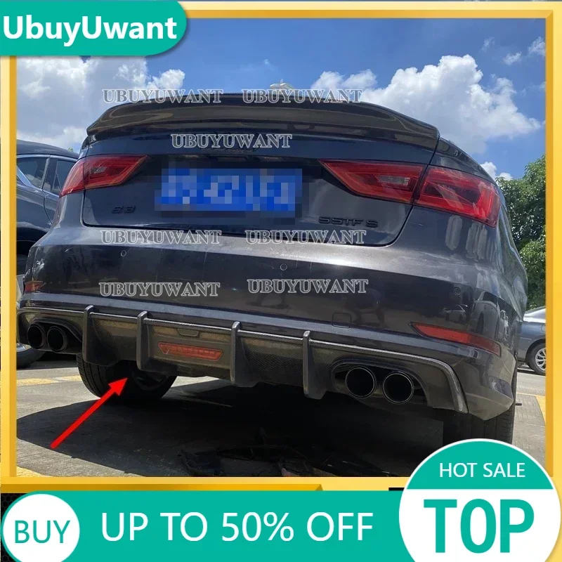 

Диффузор для заднего бампера, спойлер для Audi A3 Standard/S-Line Sedan 2015 2016 2017 2018 2019, настоящее углеродное волокно