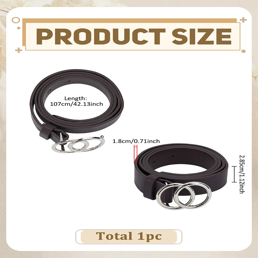 1Pcs PU Imitation Leather Chain Belts Double Rings Classic Waist Belt with Alloy Buckles Peru Retro Accessory for Handmade Gift