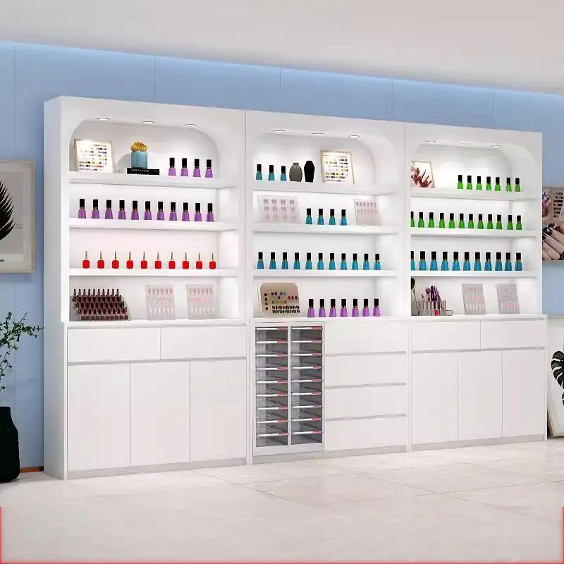 custom.Simple Nail Display Cabinet Beauty Salon Cosmetics Display Rack Product Cabinet Nail Polish Storage Cabinet Locker