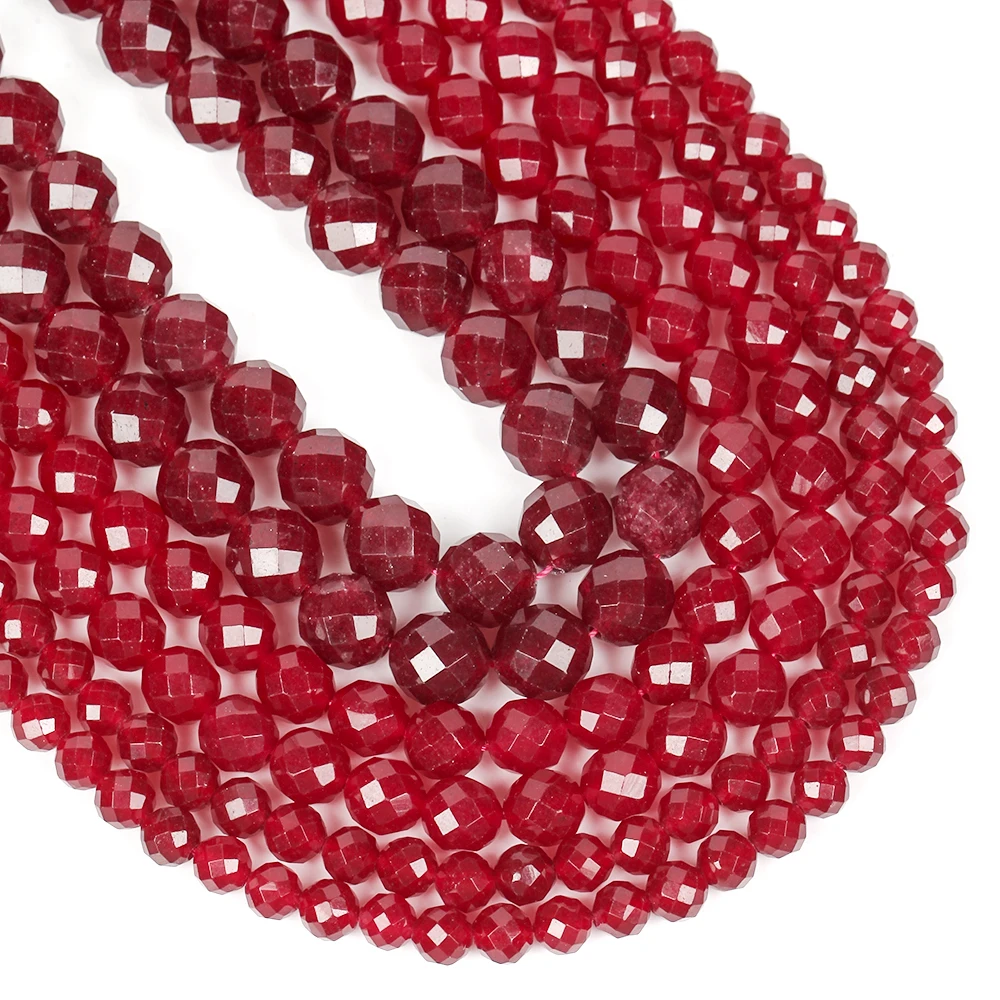 Natursteinperlen, facettiert, roter Chalcedon, lose Zwischenperlen für die Schmuckherstellung, DIY-Armbänder, Ohrring-Zubehör, 7 Zoll