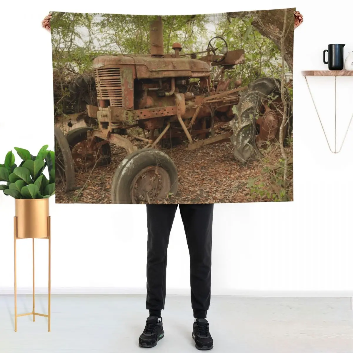 Rusty Tractor Throw Blanket Weighted Cute Plaid heavy to sleep Softest Beach Large Blankets