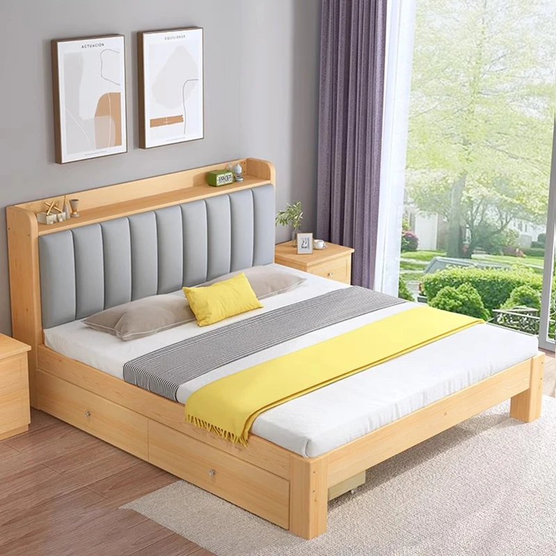 Wooden Full Bed Modern Double Frame Bedroom Beauty Bed Safe Sex Princess Sleeping Platform Camas De Dormitorio Hotel Furniture