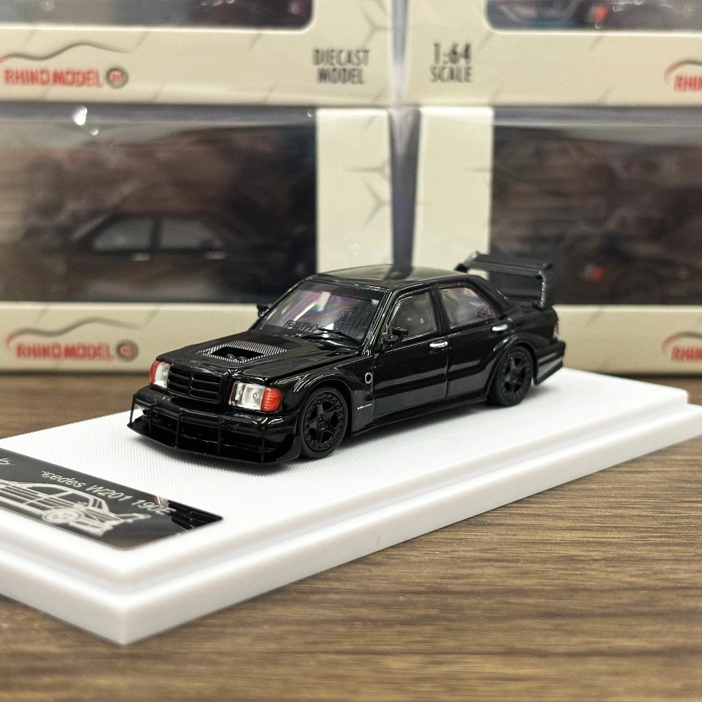 

Модель Rhino RM 1/64 W201 190E, черный цвет, коллекция 2025, подарочная весы, литая под давлением модель автомобиля