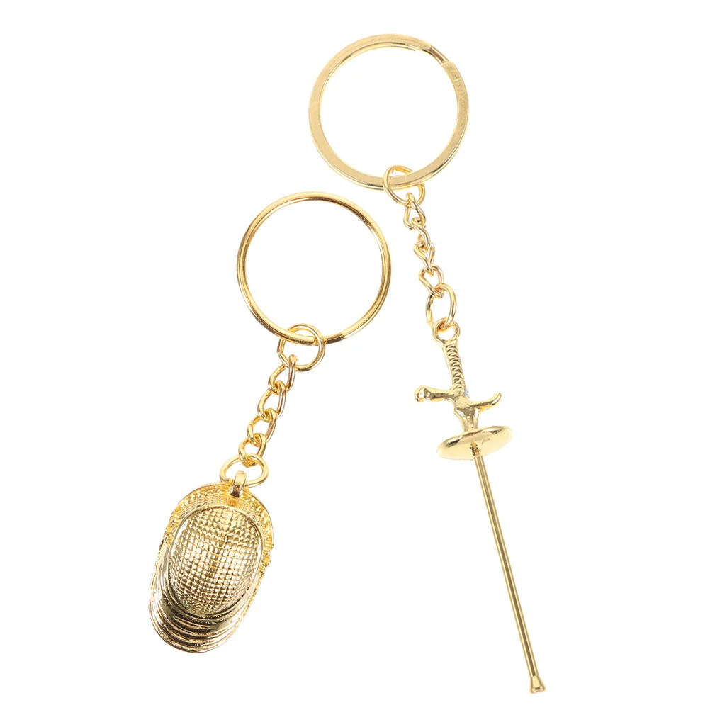 

2 Pcs Sport Fans Keychain Ornament Bag Decoration Golden Backpack Pendant Ornaments